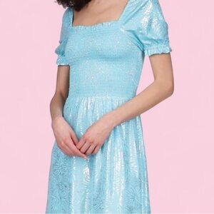 Michael Kors Shimmering Light Blue Midi Dress